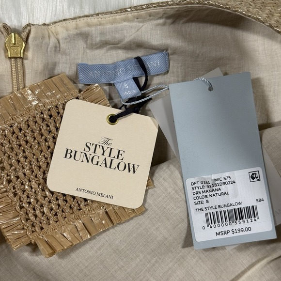 Antonio Melani X The Style Bungalow Size 8 Raffia Manana Scoop Neck Dress - Picture 7 of 12